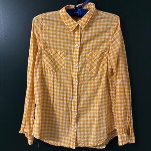 Old Navy Mustard Yellow and White Button Up Top